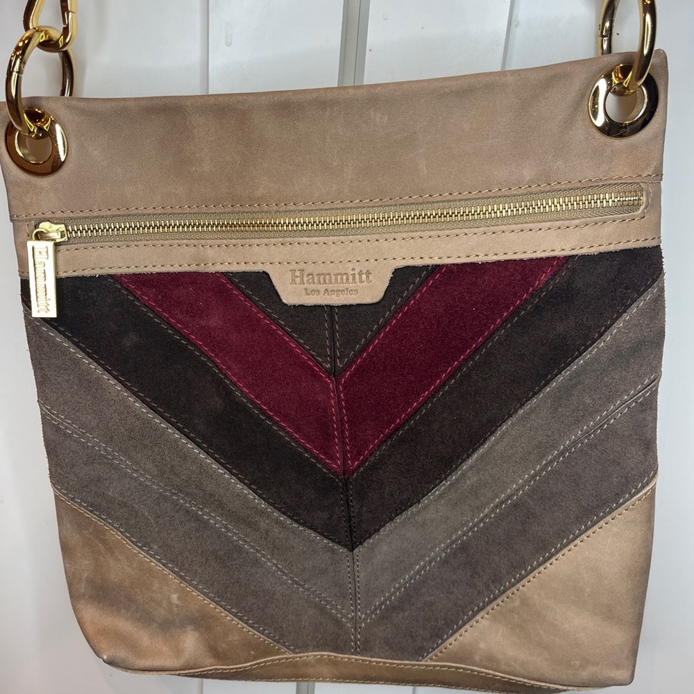 Hammitt Los Angeles Suede Patchwork Chevron Stripe Purse